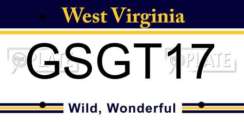 GSGT17 West Virginia License Plate