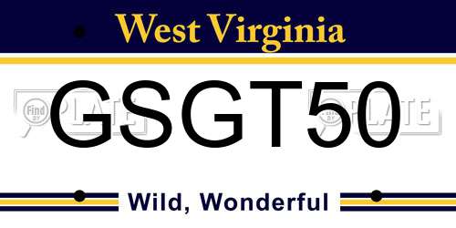 GSGT50 West Virginia License Plate