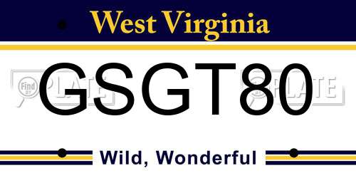 GSGT80 West Virginia License Plate