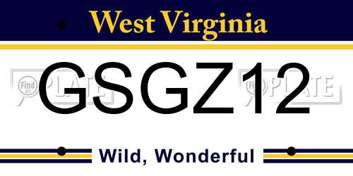 GSGZ12 West Virginia License Plate