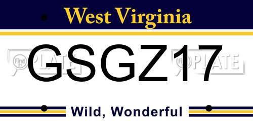 GSGZ17 West Virginia License Plate