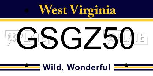 GSGZ50 West Virginia License Plate