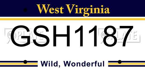 GSH1187 West Virginia License Plate