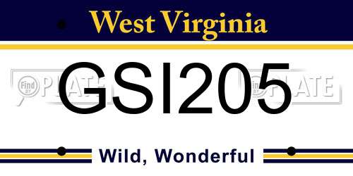 GSI205 West Virginia License Plate