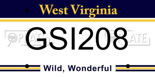 GSI208 West Virginia License Plate