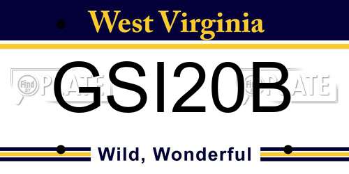 GSI20B West Virginia License Plate