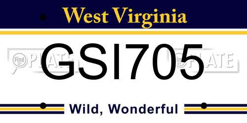 GSI705 West Virginia License Plate