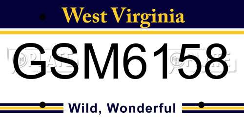 GSM6158 West Virginia License Plate