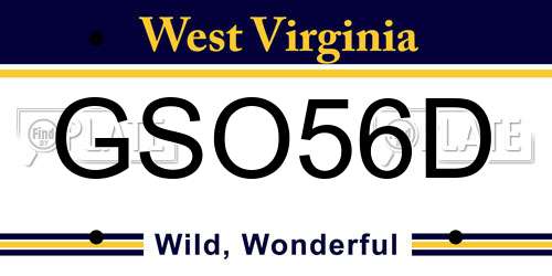 GSO56D West Virginia License Plate