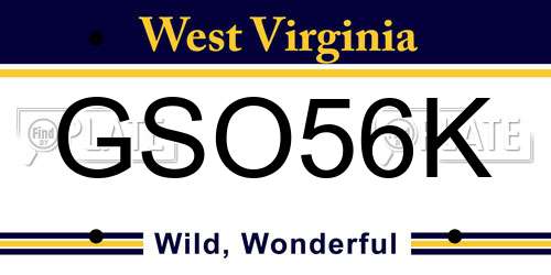 GSO56K West Virginia License Plate
