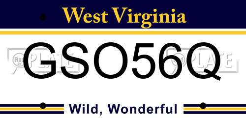 GSO56Q West Virginia License Plate