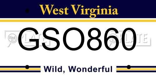 GSO860 West Virginia License Plate