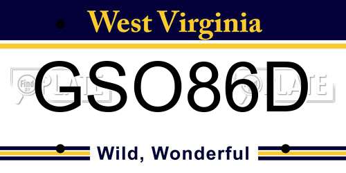 GSO86D West Virginia License Plate