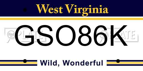 GSO86K West Virginia License Plate