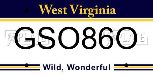 GSO86O West Virginia License Plate