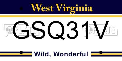GSQ31V West Virginia License Plate