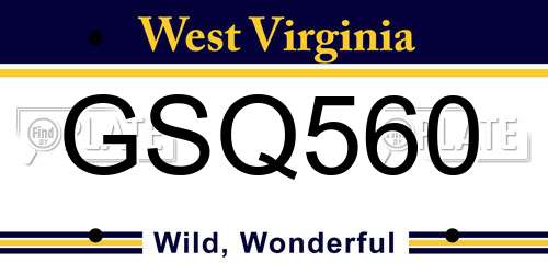 GSQ560 West Virginia License Plate