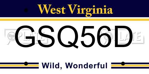 GSQ56D West Virginia License Plate