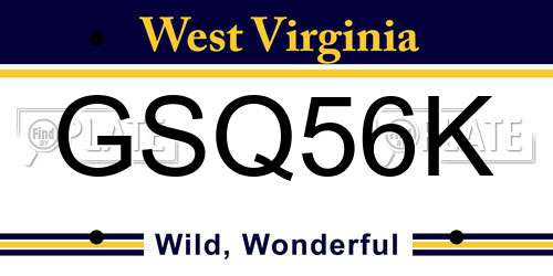 GSQ56K West Virginia License Plate