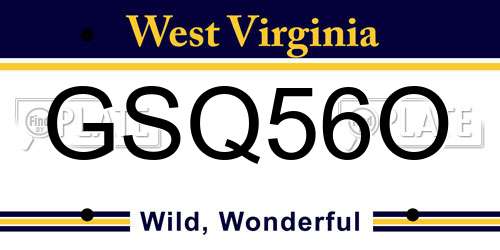 GSQ56O West Virginia License Plate
