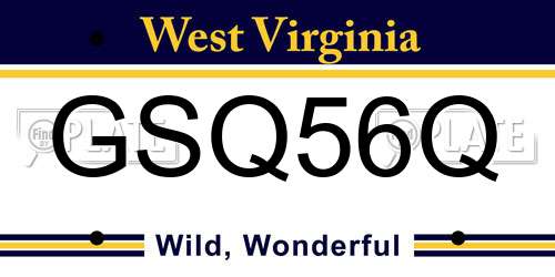 GSQ56Q West Virginia License Plate