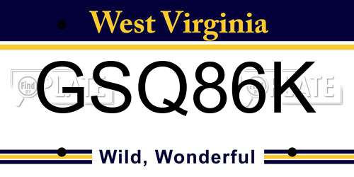 GSQ86K West Virginia License Plate