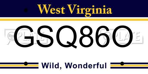 GSQ86O West Virginia License Plate
