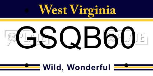 GSQB60 West Virginia License Plate