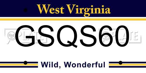 GSQS60 West Virginia License Plate