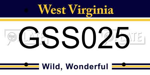 GSS025 West Virginia License Plate
