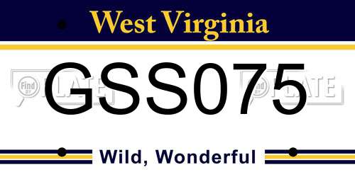 GSS075 West Virginia License Plate