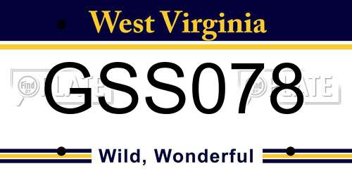 GSS078 West Virginia License Plate
