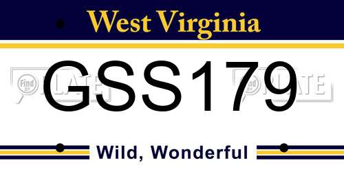 GSS179 West Virginia License Plate
