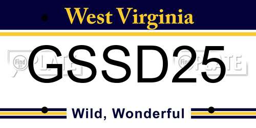 GSSD25 West Virginia License Plate