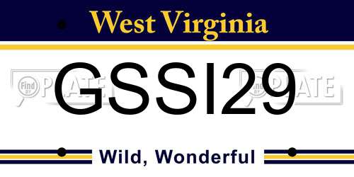 GSSI29 West Virginia License Plate