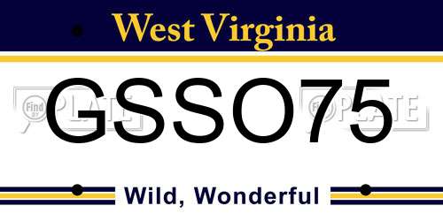 GSSO75 West Virginia License Plate