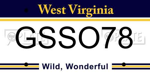 GSSO78 West Virginia License Plate