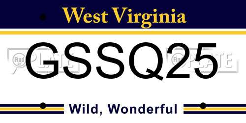 GSSQ25 West Virginia License Plate