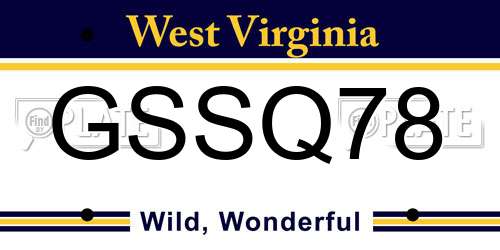 GSSQ78 West Virginia License Plate