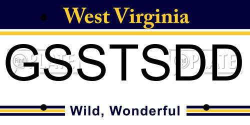 GSSTSDD West Virginia License Plate
