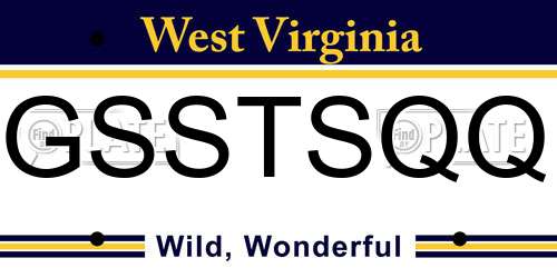 GSSTSQQ West Virginia License Plate