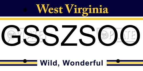 GSSZSOO West Virginia License Plate
