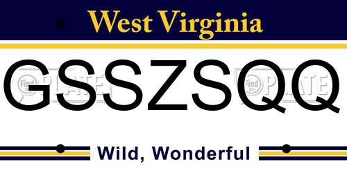GSSZSQQ West Virginia License Plate