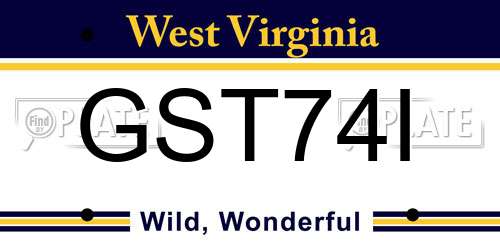 GST74I West Virginia License Plate