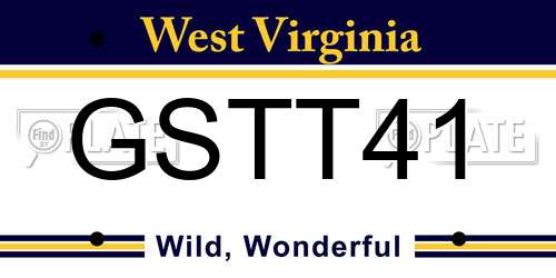 GSTT41 West Virginia License Plate