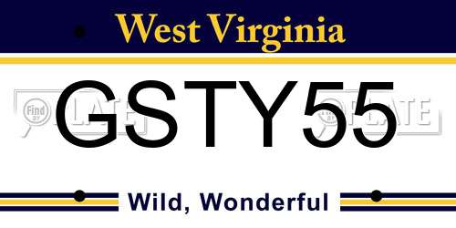 GSTY55 West Virginia License Plate