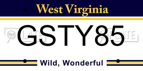 GSTY85 West Virginia License Plate
