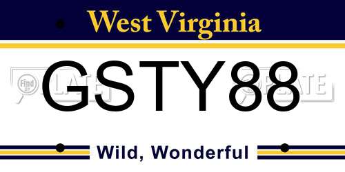 GSTY88 West Virginia License Plate