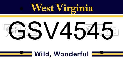 GSV4545 West Virginia License Plate