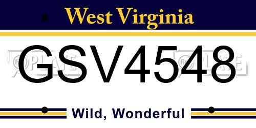 GSV4548 West Virginia License Plate